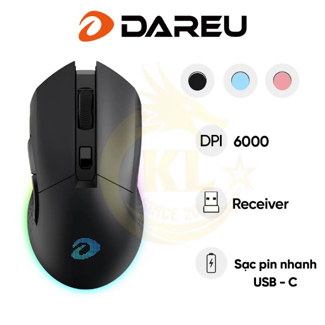 Chuột gaming không dây DARE-U EM901X RGB (Đen)